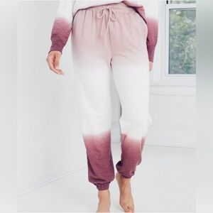 Knox Rose Women's Jogger Sweatpants Mauve White Burgundy Ombre Pockets Size XS